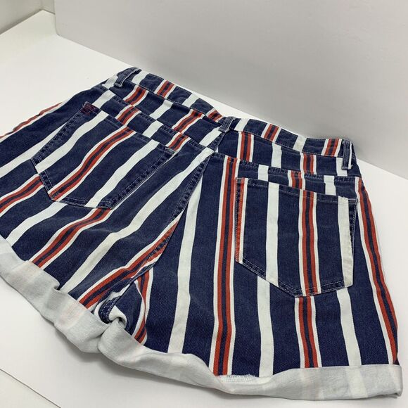 Urban Outfitters | BDG Womens Mom High Rise Cuffed Jean Shorts Stripe Size 30 - Picture 9 of 9